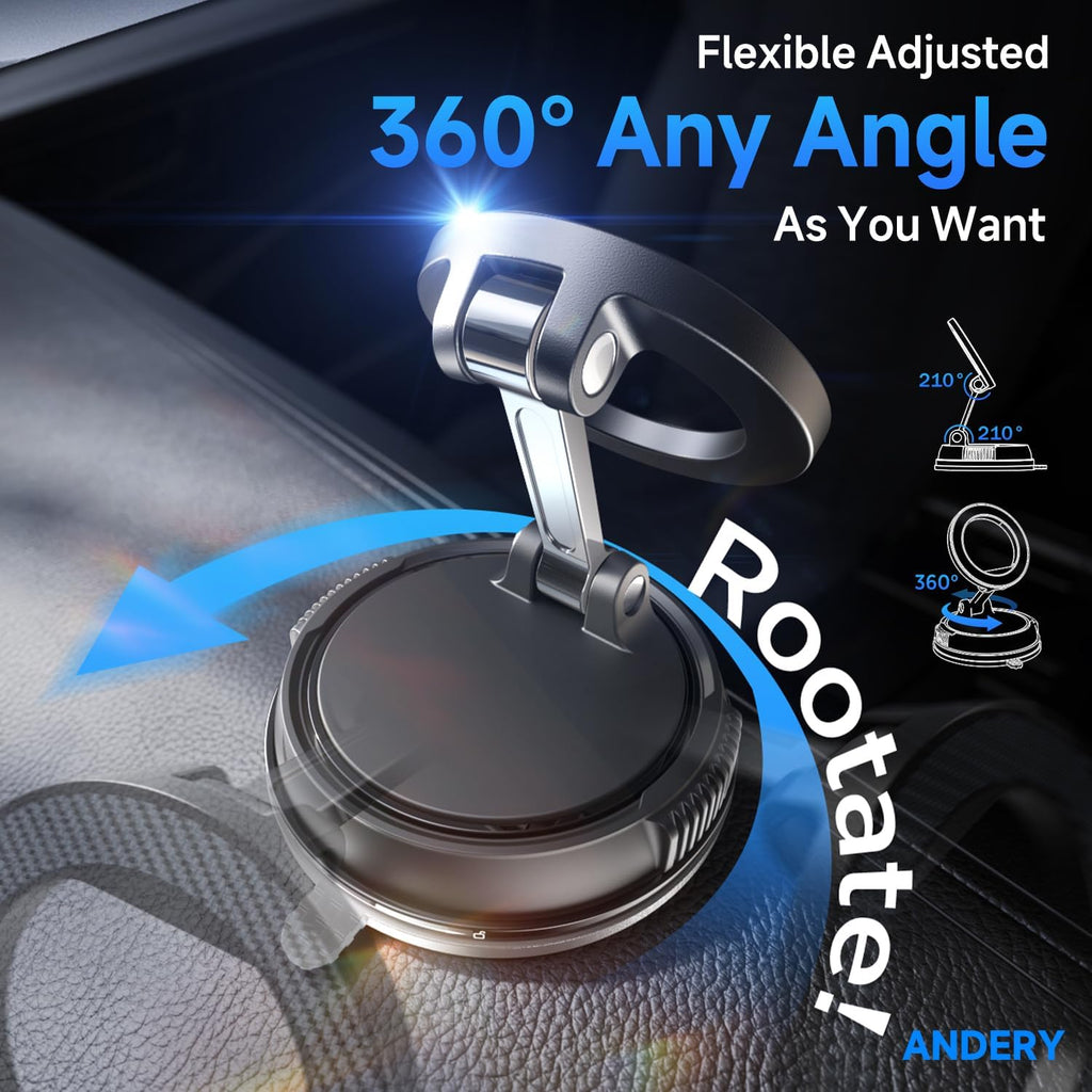 Car Phone Holder for Magsafe [78+LBS Strongest Suction & 2400gf Strongest Magnetic] 360° Adjustable Car Phone Mount, Phone Holders for Your Car for iPhone 17-12 Pro Max Air Plus (Carbon Fiber)
